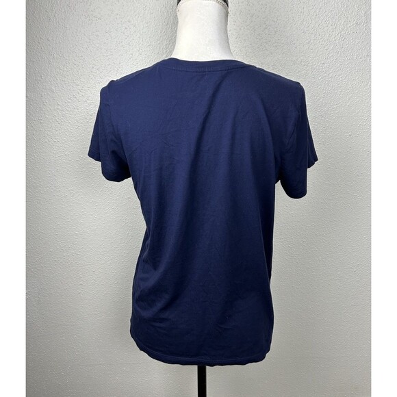Lauren Ralph Lauren Cotton Blend Navy Blue Preppy Short Sleeve Crewneck Tee -Med - Picture 4 of 7